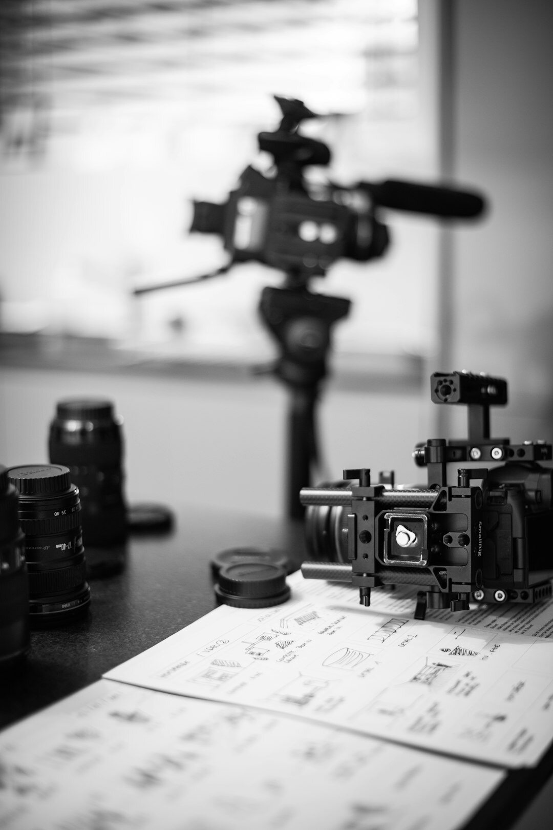 Shooting brief document with camera equipment